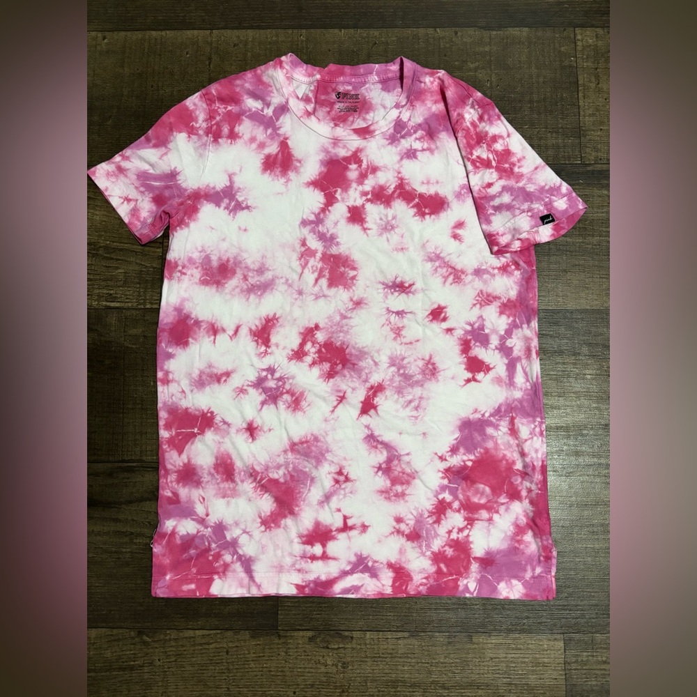 VICTORIA’S SECRET Pink T Shirt Pink Tie Dye Campus Tee Loose Size XS